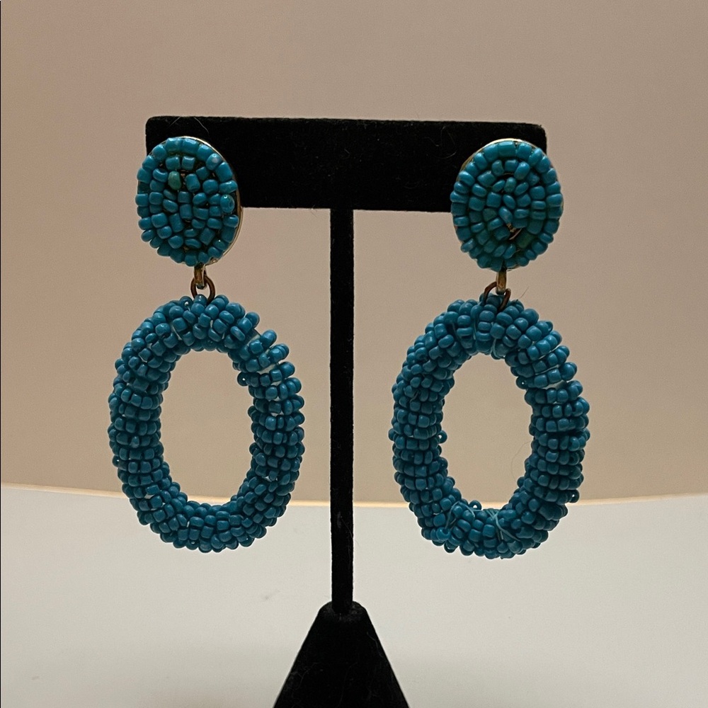 Chic Turquoise Beaded Drop Earrings